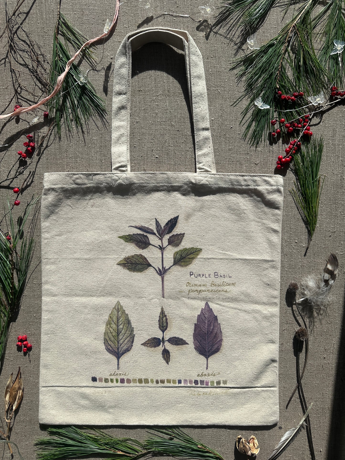 PURPLE BASIL Cotton Canvas Tote Bag