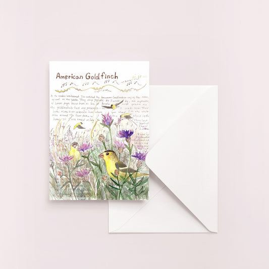 American Goldfinch Nature Journal Page Blank Notecard