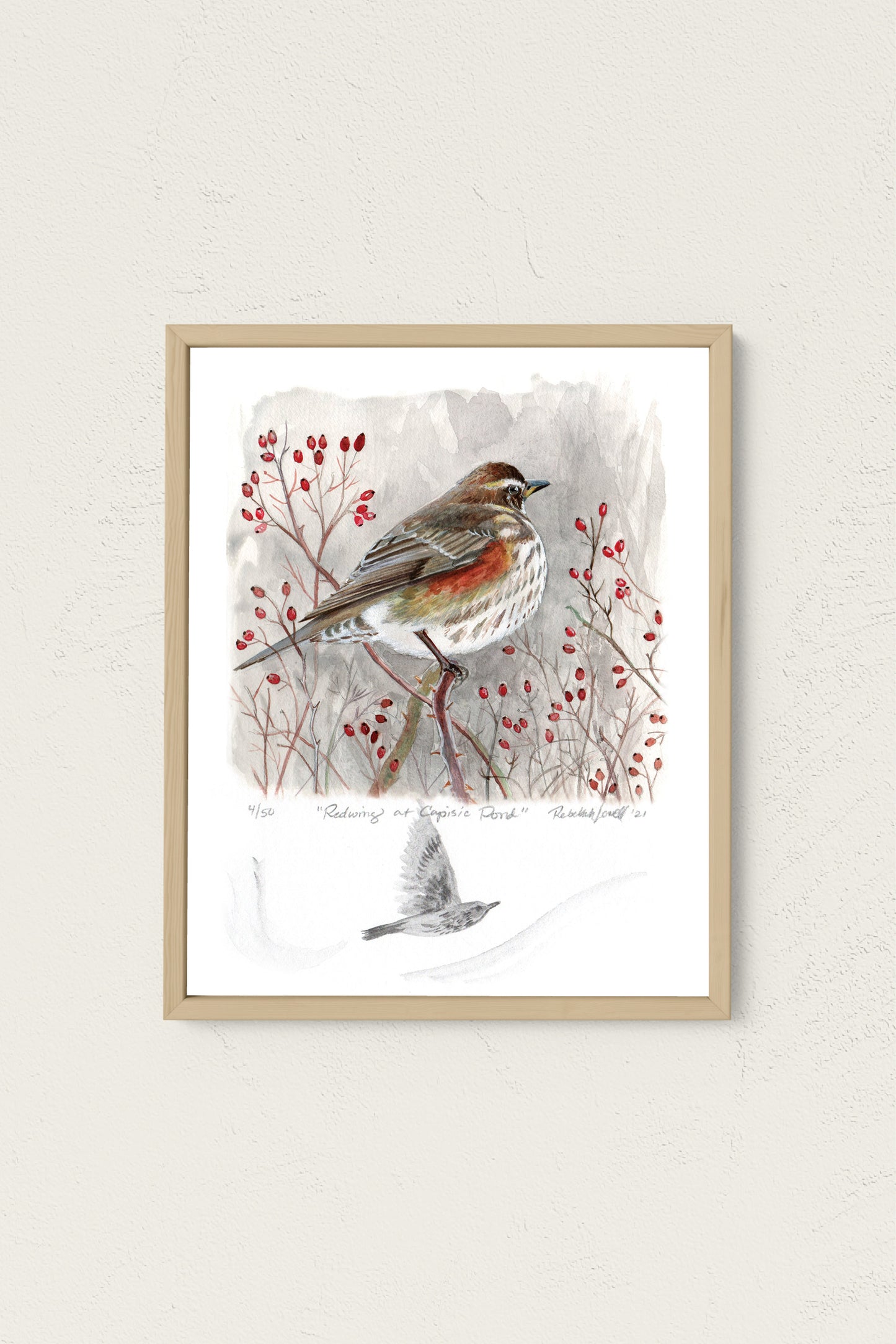 Limited Edition Print "Redwing at Capisic Pond" with Original Art Remarque