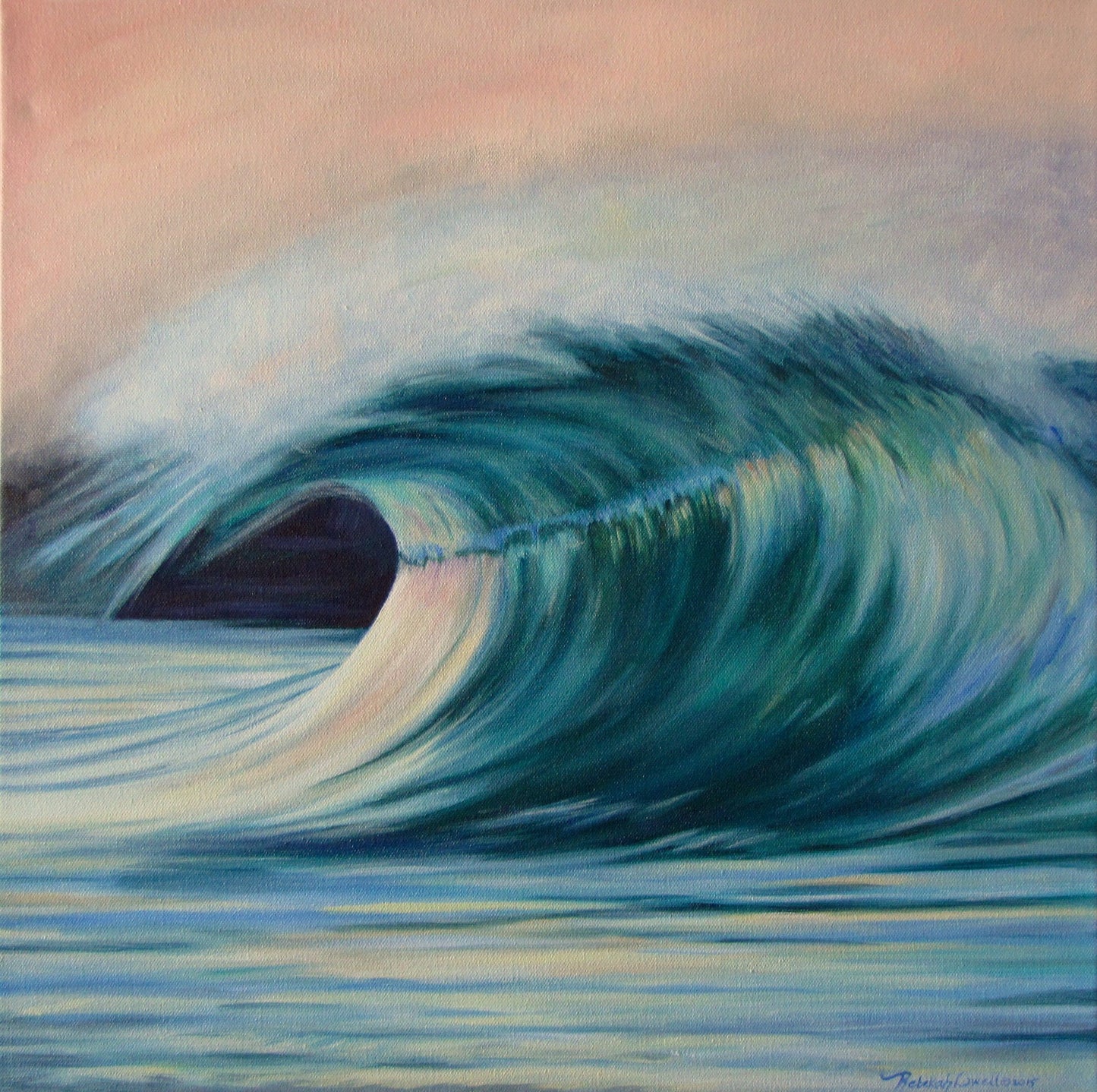Ocean Wave Original Gallery Wrap Oil Painting on Canvas "Overtaken"