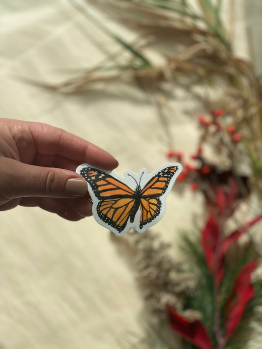 Monarch Butterfly in Flight Vinyl Decal Bumper Sticker