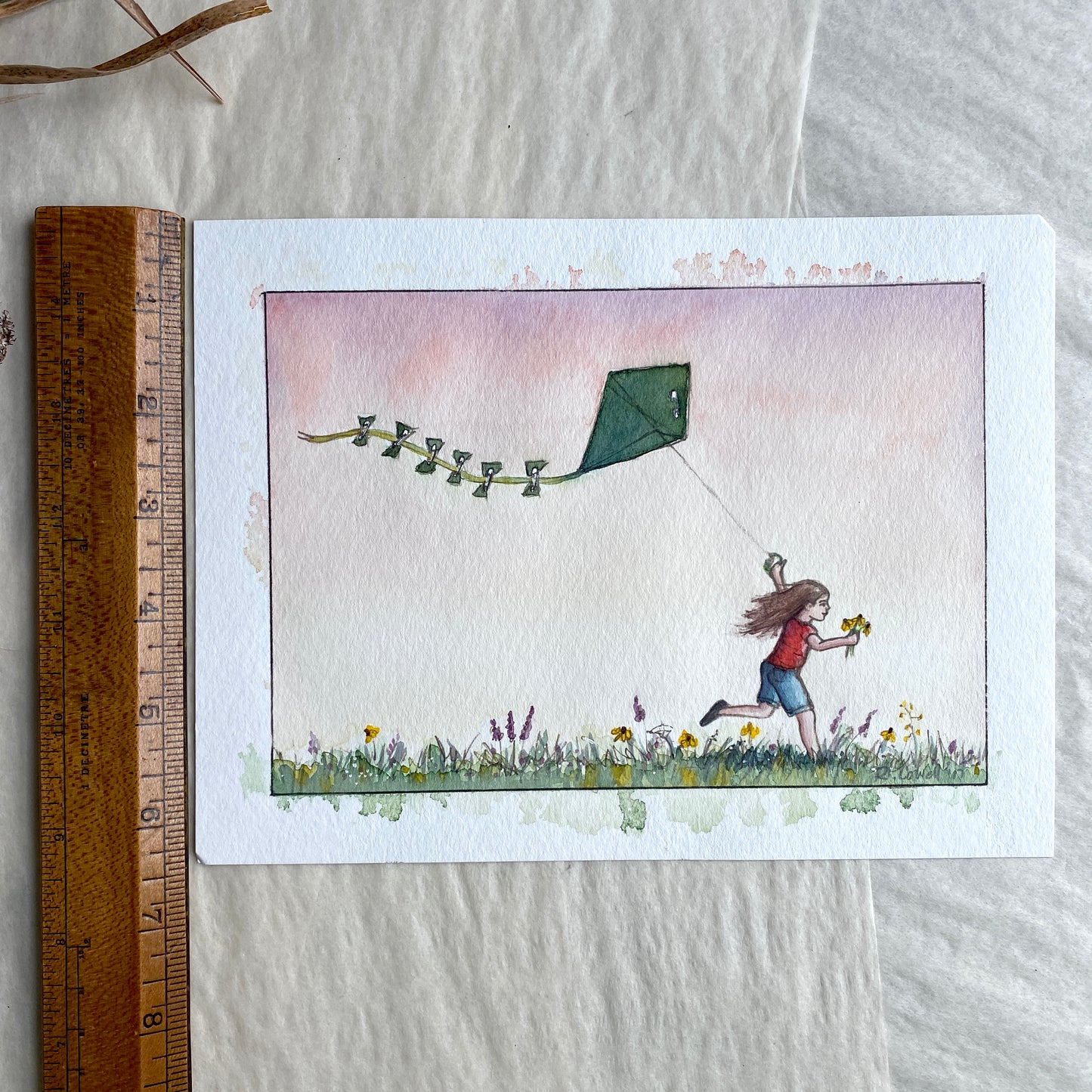 Green Kite Safety Pin Painting